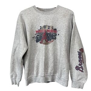 Atlanta Braves Baseball Crewneck Sweatshirt 2021 World Series Champs Sz Medium